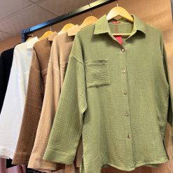 Alternative view of شومیز دبل فیس دکمه چوبی