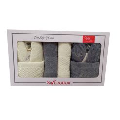 ست حوله تن پوش دو نفره سفید طوسی